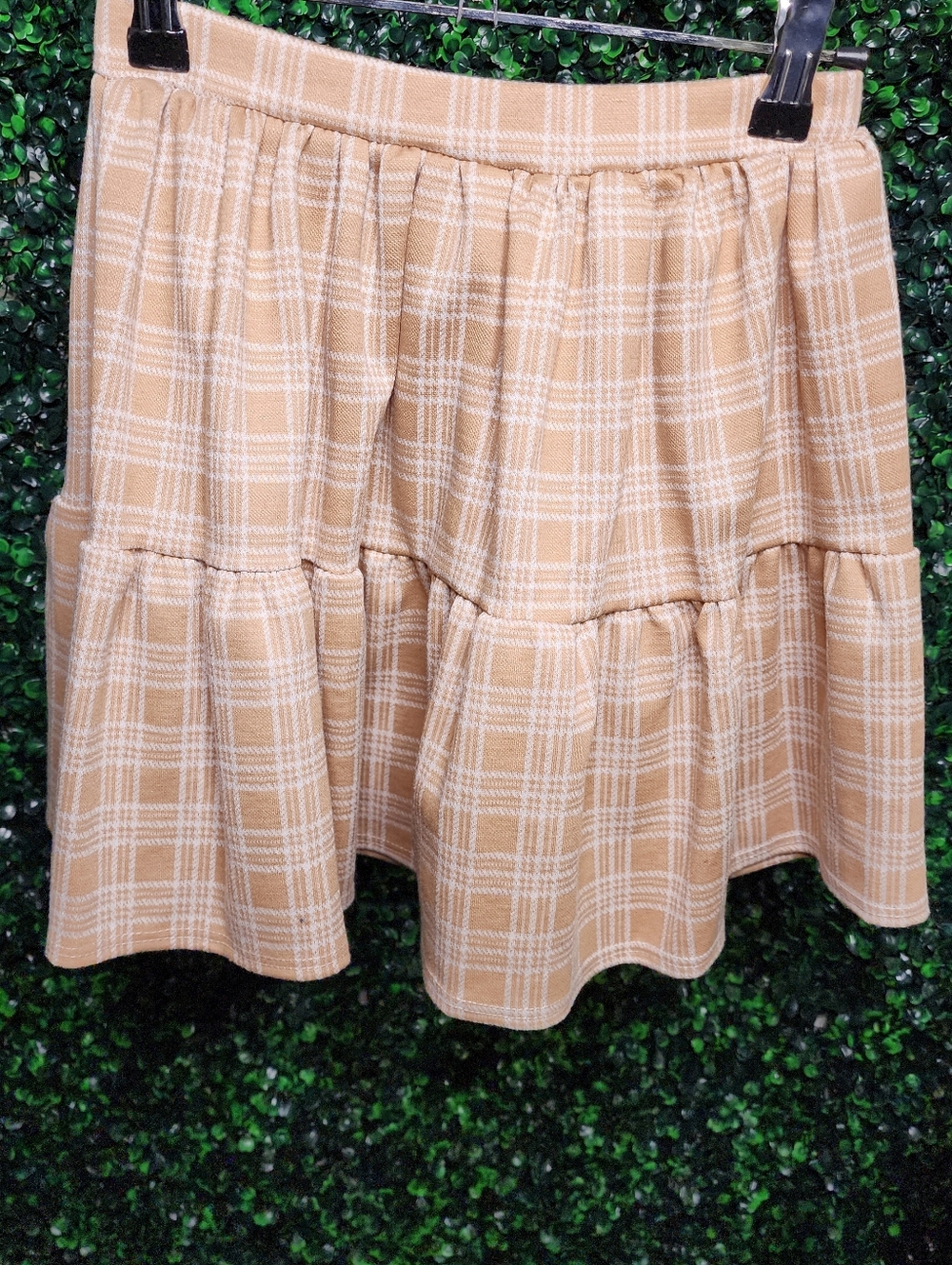 Olivia Rae Plaid Mini Skirt in Mustard and White